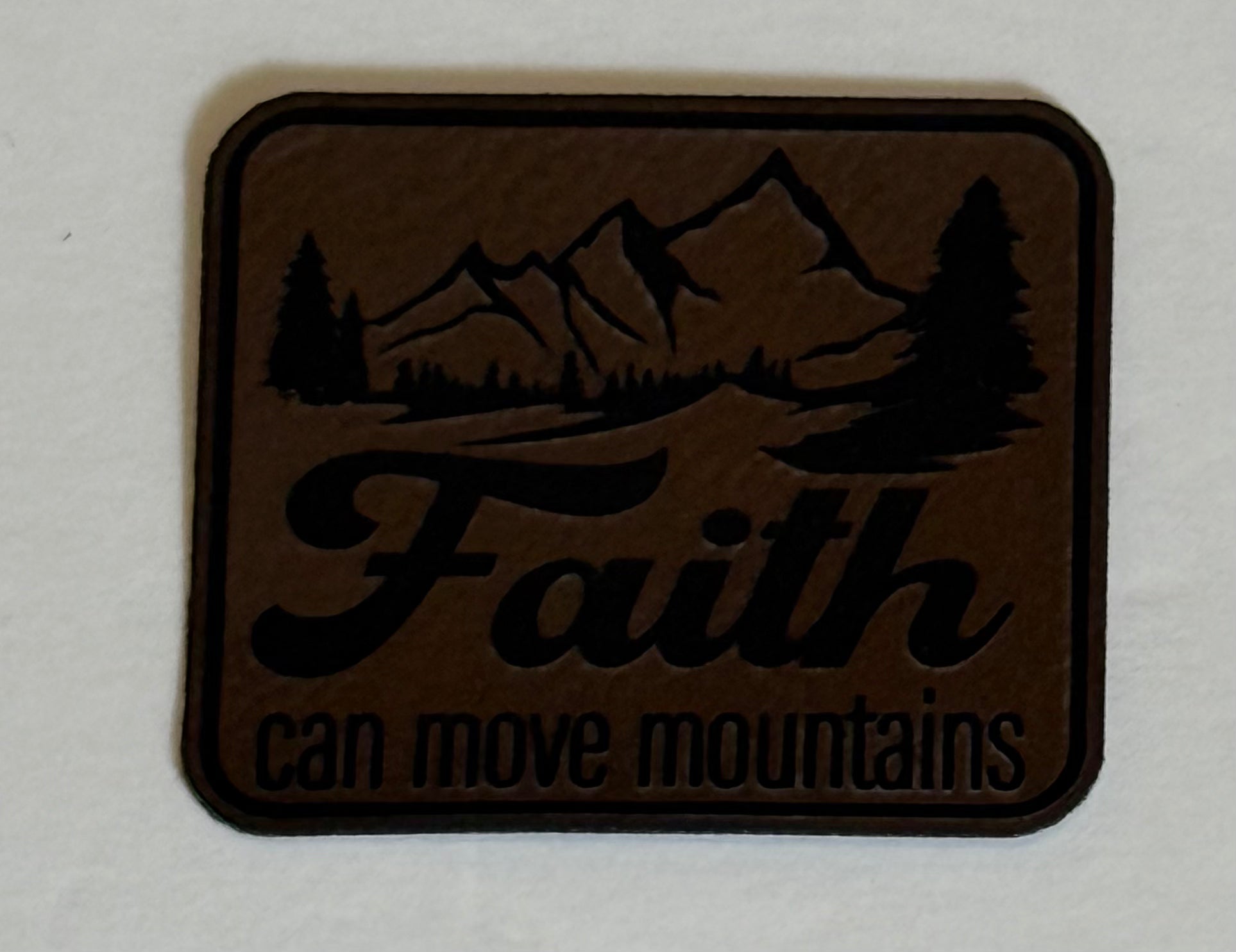 Faith Can Move Mountains Faux Leather Patch