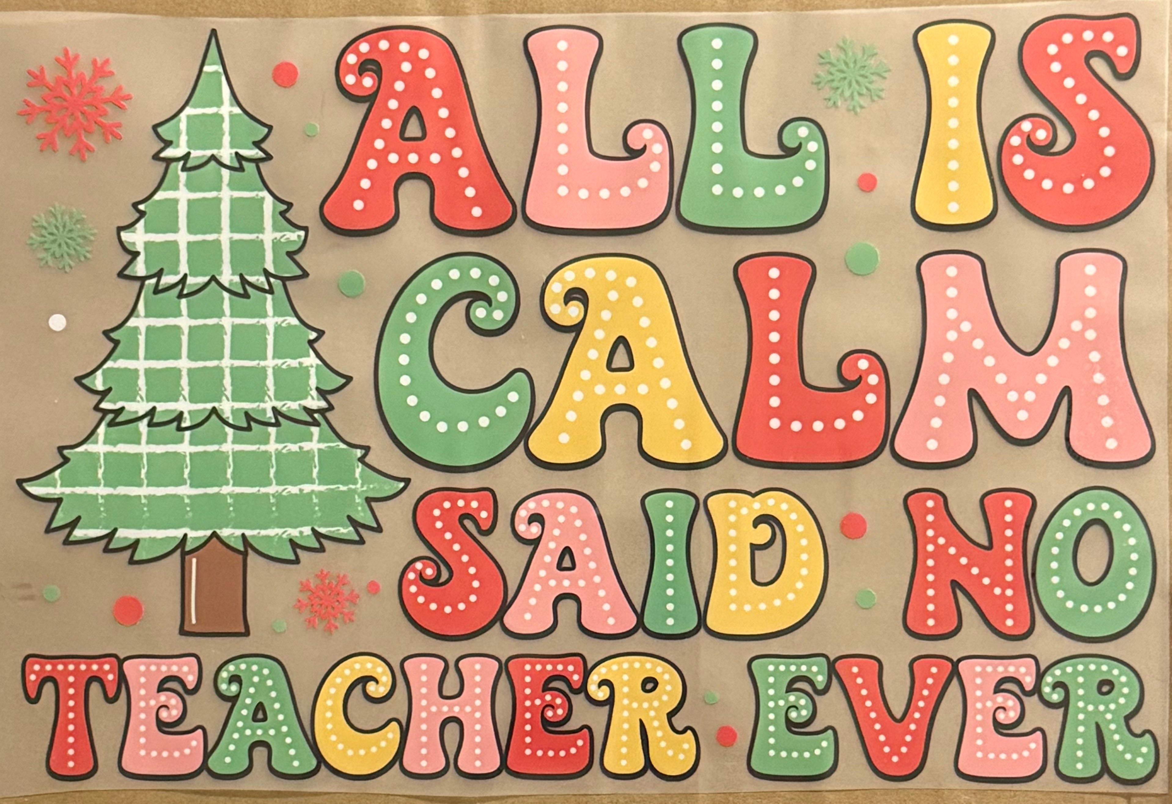ALL IS CALM SAID NO TEACHER EVER